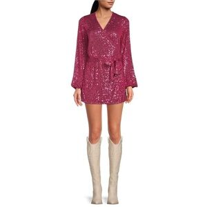 Free People Christa Sequin Romper in Pink  Size Medium